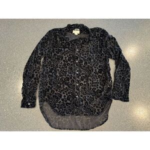 Ralph Lauren Denim And Supply Velvet Black Lace Boyfriend Button Down‎ Medium